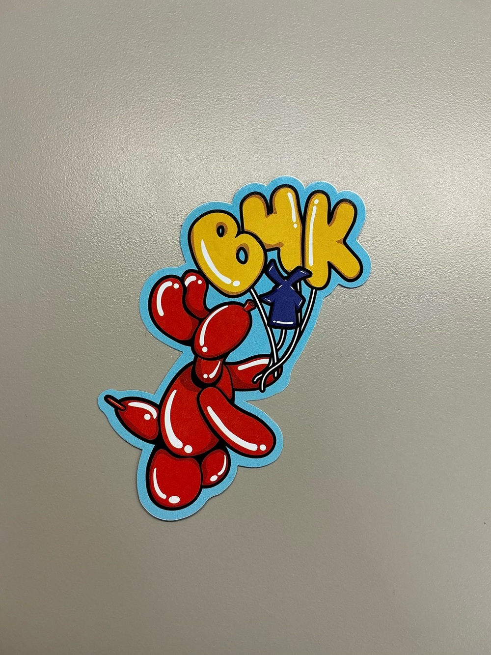 Red Balloon Dog Sticker with Yellow B4K - Dutch Bros